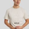 Manner Replay T-Shirts & Shirts | T-Shirt Mit Logo Ecru