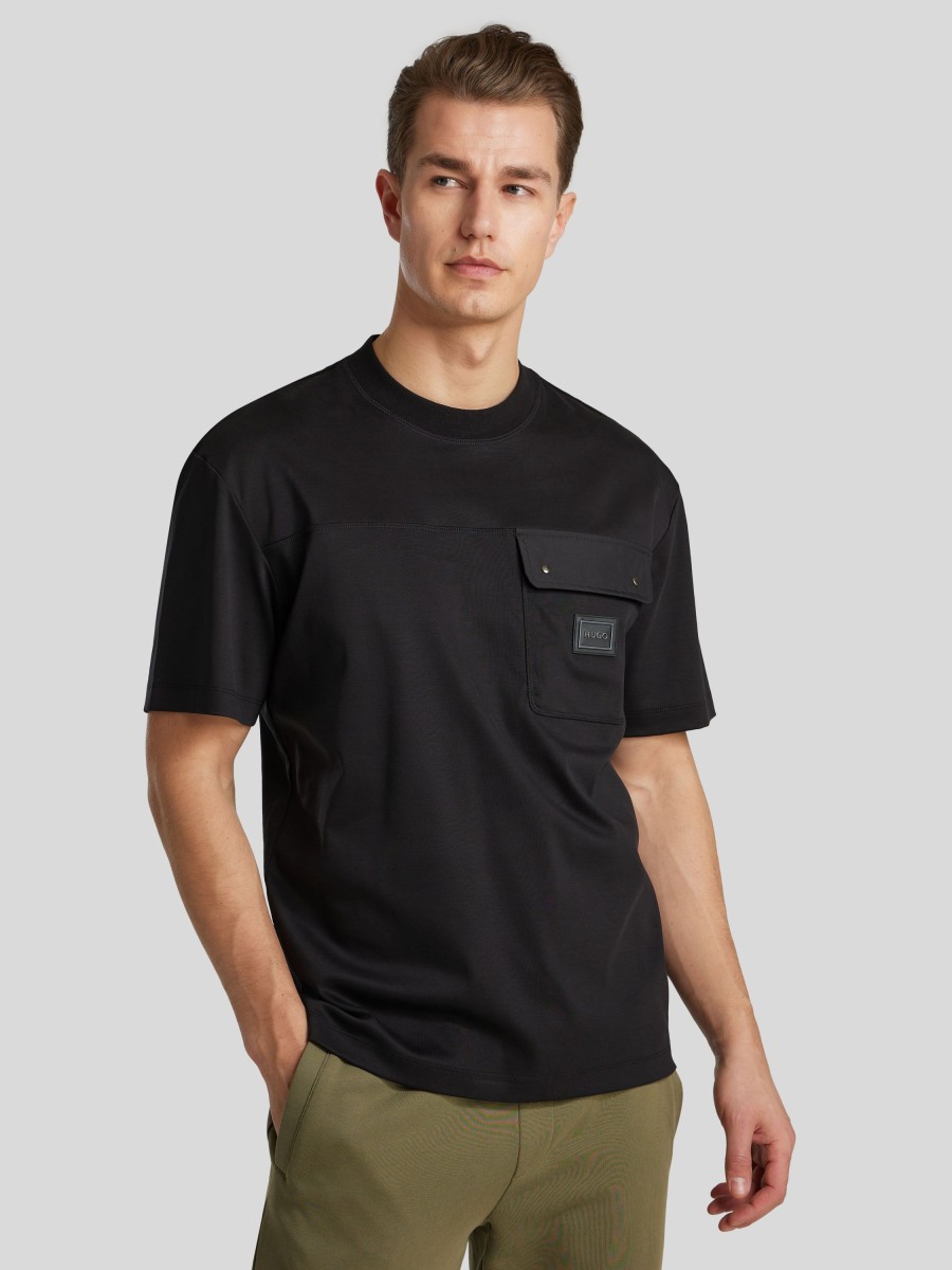 Manner Hugo Sportswear T-Shirts & Shirts | T-Shirt Mit Brusttasche Schwarz