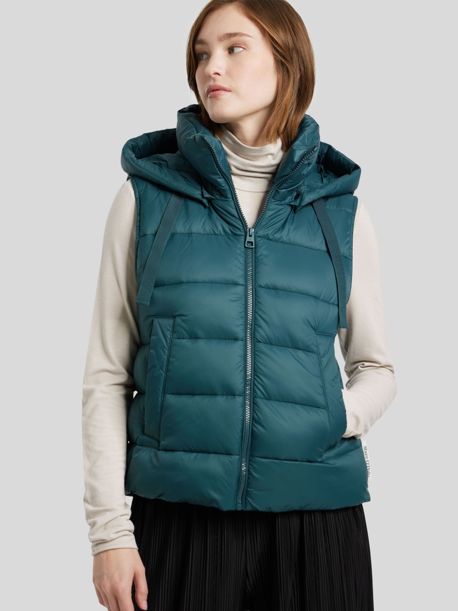 Frauen Marc O Gilets & Westen | Steppgilet Petrol