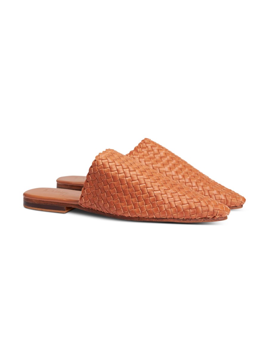 Frauen Label17 Sandalen & Sandaletten | Geflochtene Mules Cognac