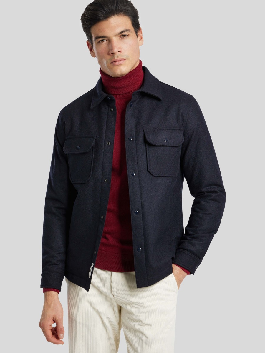 Manner Woolrich Jacken | Overshirt Melton Blue Marine