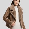 Frauen Paul Kehl Jacken | Bikerjacke Mit Kunstfell Taupe