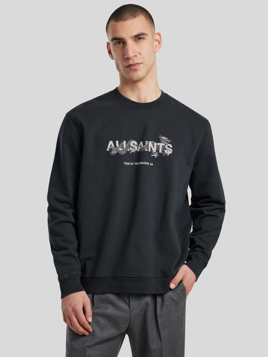 Manner AllSaints Hoodies & Sweatshirts | Sweatshirt Mit Logo Anthrazit