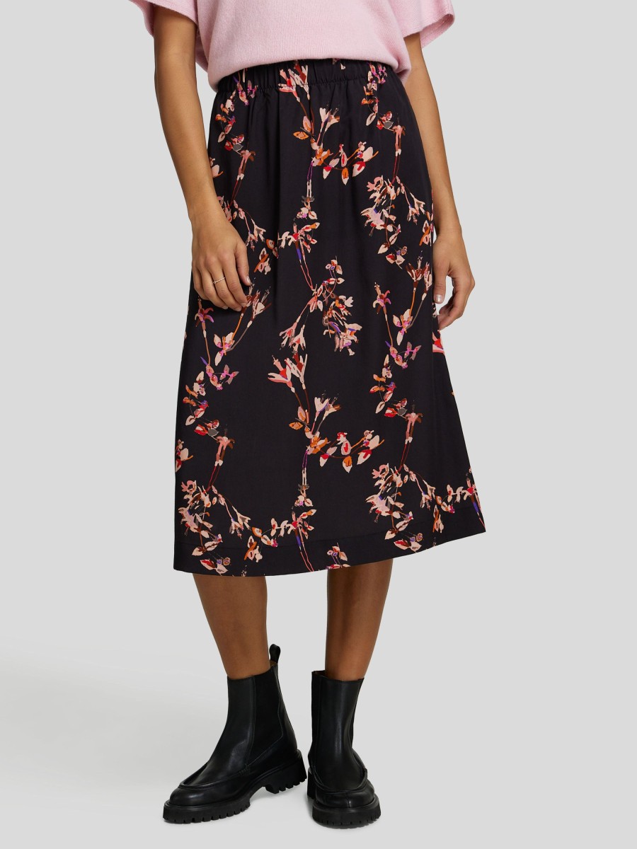 Frauen Lanius Rocke & Jupes | Jupe Mit Flower-Print Schwarz