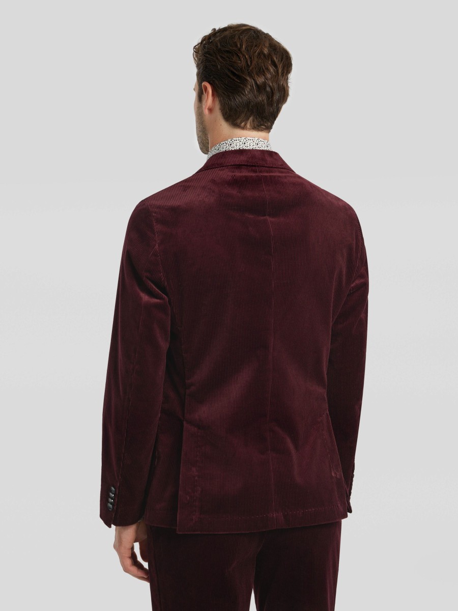 Manner BOSS Men Vestons | Veston Aus Cord Bordeaux