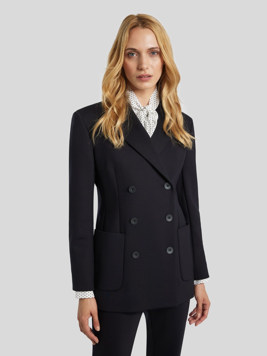 Frauen Max Mara Studio Blazer | Doppelreihiger Blazer Monique Schwarz