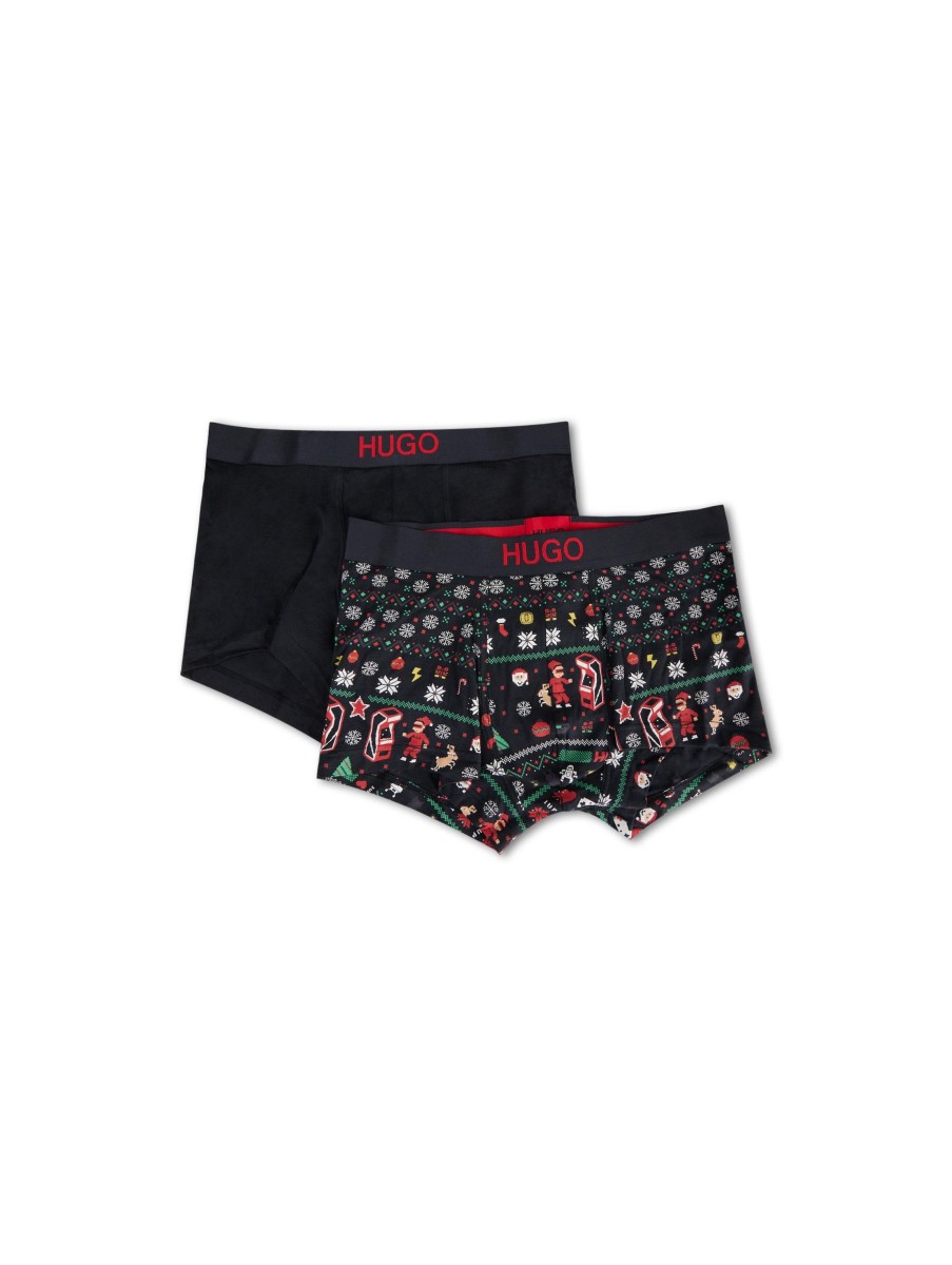 Manner Hugo Sportswear Wasche & Loungewear | Boxershorts Im Weihnachts-Look Schwarz