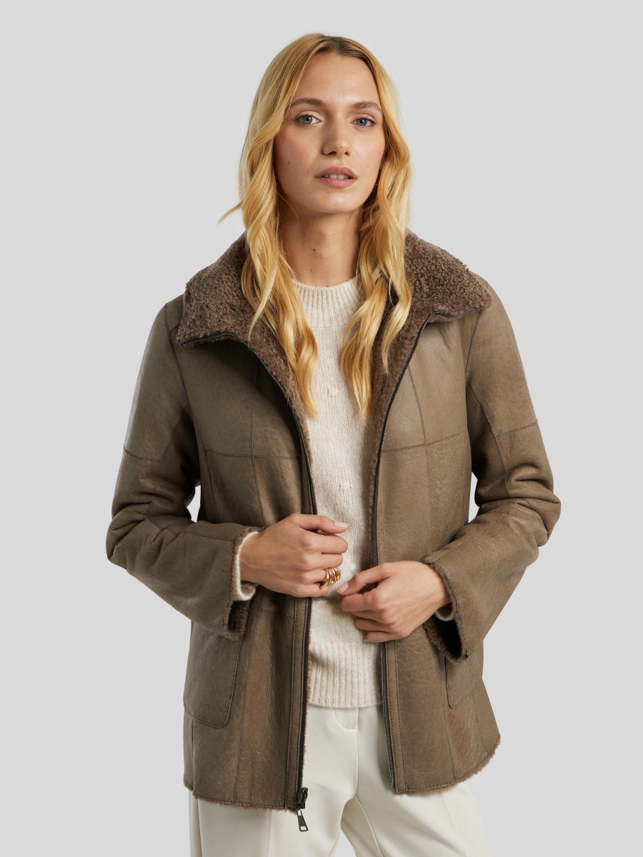 Frauen Werner Christ Jacken | Lammfelljacke Rahel Taupe