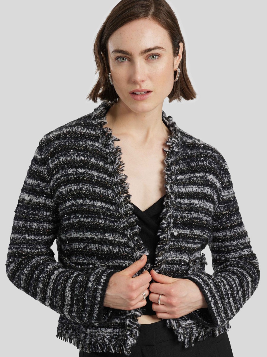 Frauen Luisa Cerano Jacken | Jacke In Fancy-Tweed Schwarz