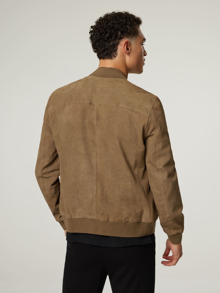 Manner AllSaints Jacken | Lederjacke Aus Ziegenleder Taupe