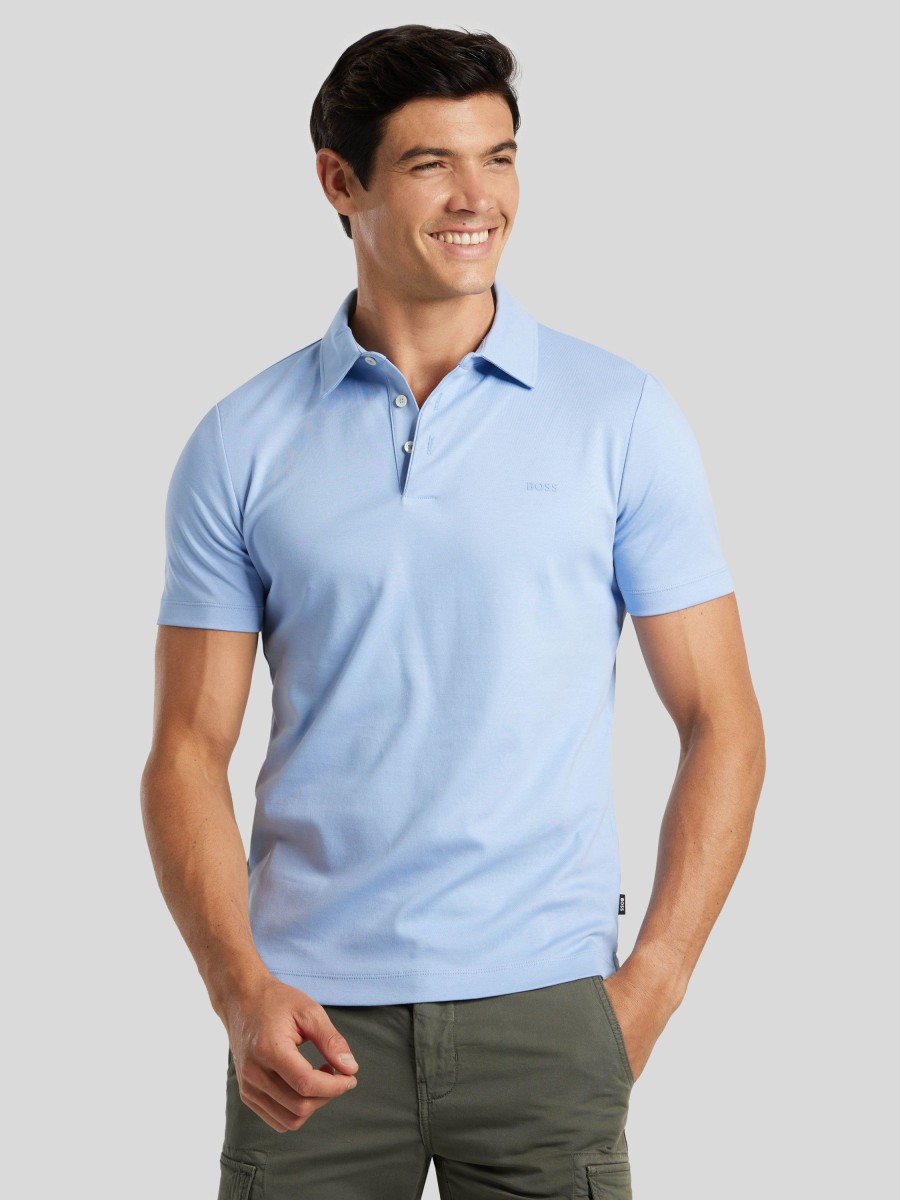 Manner BOSS Men Polo-Shirts | Polo-Shirt Im Slim Fit Palosh Hellblau