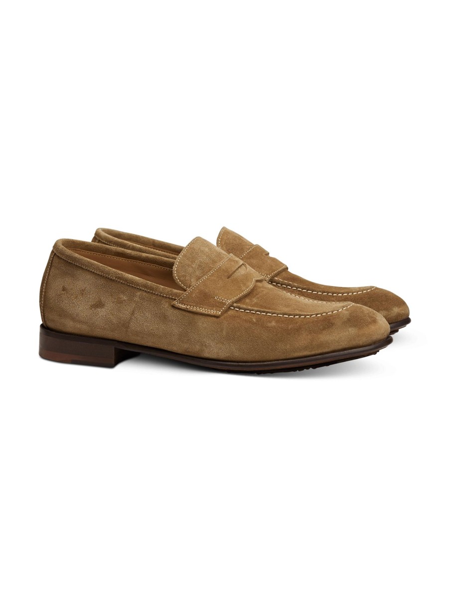 Manner Paul Kehl Loafers & Slippers | Penny Loafer Aus Veloursleder Beige