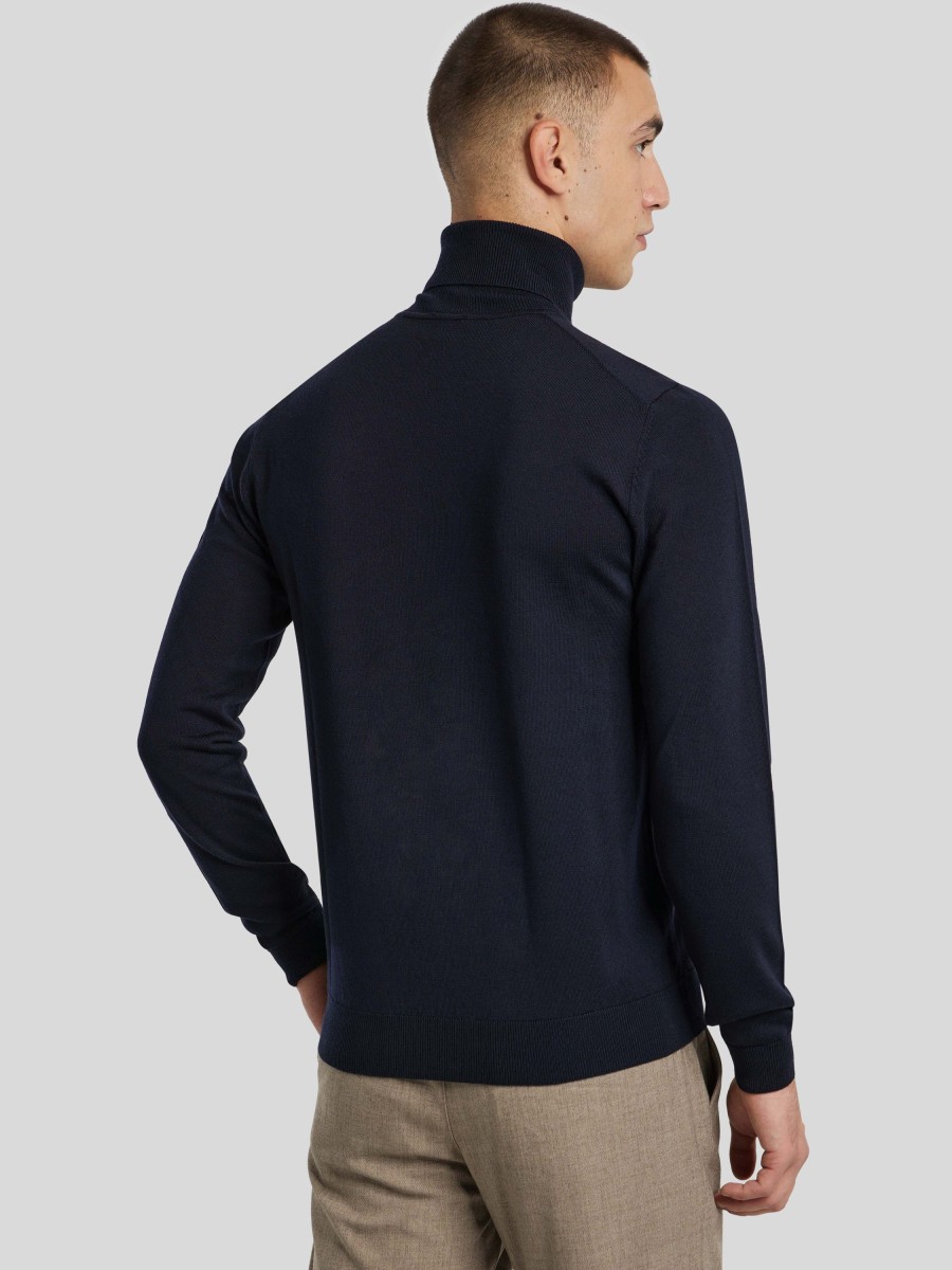 Manner HUGO Pullover & Strickjacken | Rollkragenpullover San Thomas Marine