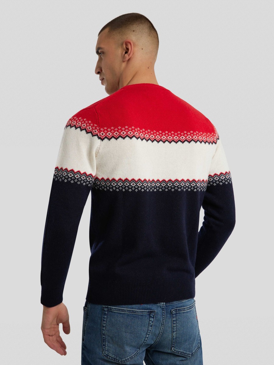 Manner MC2 Saint Barth Pullover & Strickjacken | Pullover Mit Muster Rot