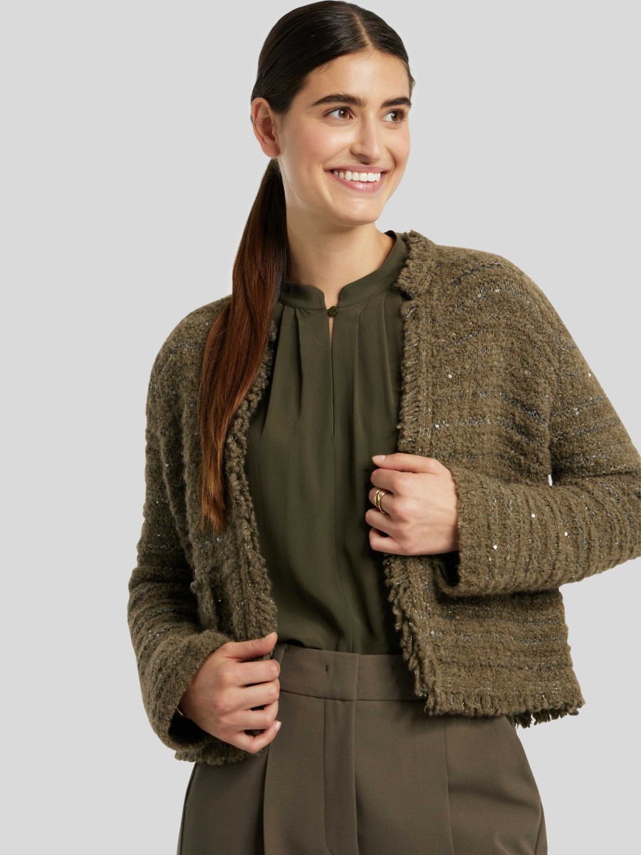 Frauen Luisa Cerano Jacken | Jacke In Tweed-Optik Oliv