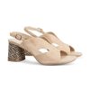 Frauen Paul Kehl Sandalen & Sandaletten | Sandalette Aus Veloursleder Beige