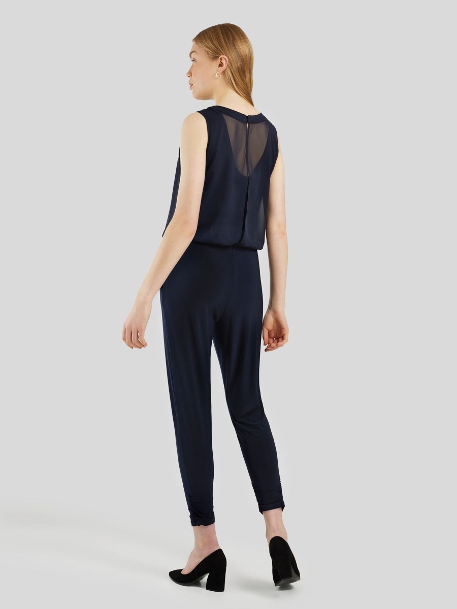 Frauen Vera Mont Overalls & Jumpsuits | Jumpesuit Mit Strasssteinen Marine