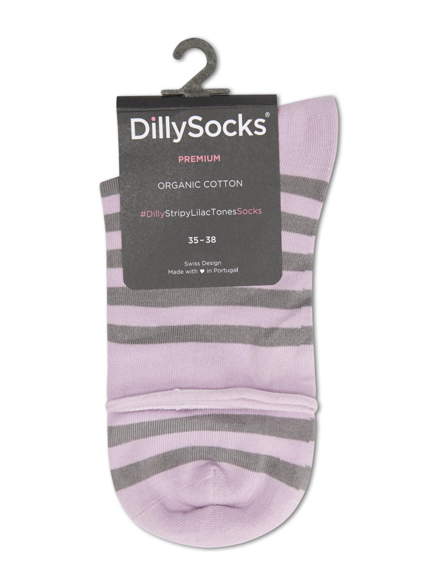 Frauen Dilly Socks Wasche & Loungewear | Socken Stripy Lilac Tones Mauve