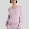 Frauen Marc Cain Pullover & Strick | Strickpullover Aus Bio-Baumwolle Flieder