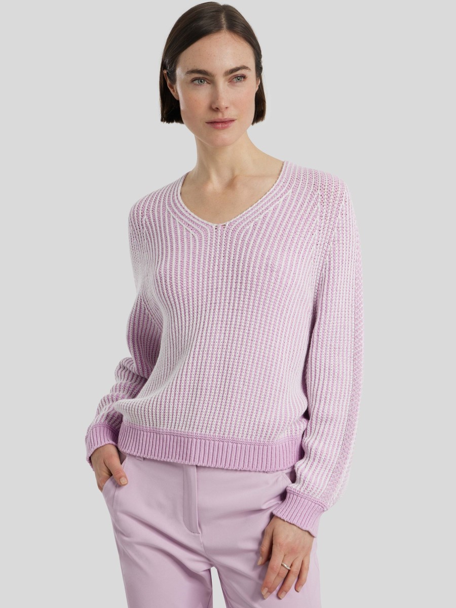 Frauen Marc Cain Pullover & Strick | Strickpullover Aus Bio-Baumwolle Flieder