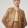 Frauen BOSS Women Jacken | Kurze Lederjacke Samarie Camel