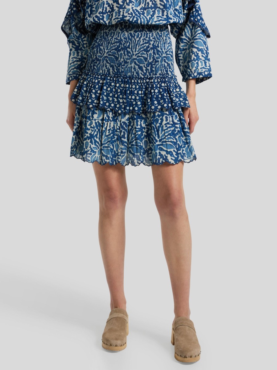 Frauen Louizon Rocke & Jupes | Jupe Mit Batik-Print Mittelblau