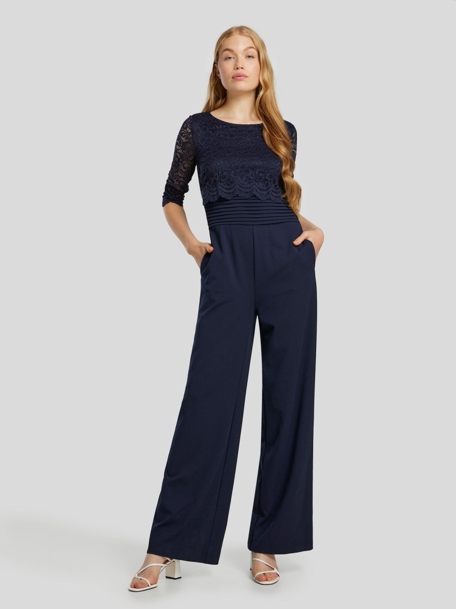 Frauen Vera Mont Overalls & Jumpsuits | Overall Mit Spitze Marine