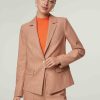 Frauen Comma Blazer | Blazer Mit Hahnentritt Orange