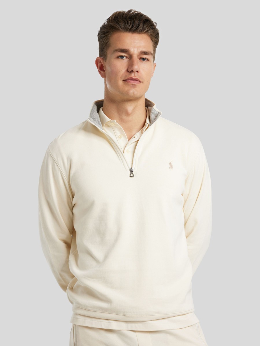 Manner Polo Ralph Lauren Men Hoodies & Sweatshirts | Troyer Aus Sweat-Stoff Ecru