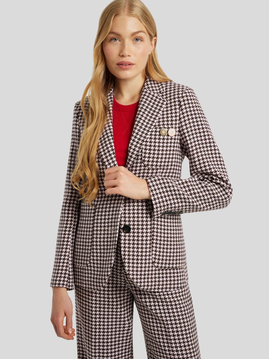 Frauen Scotch & Soda Women Blazer | Blazer Mit Hahnentritt Musterung Rosa