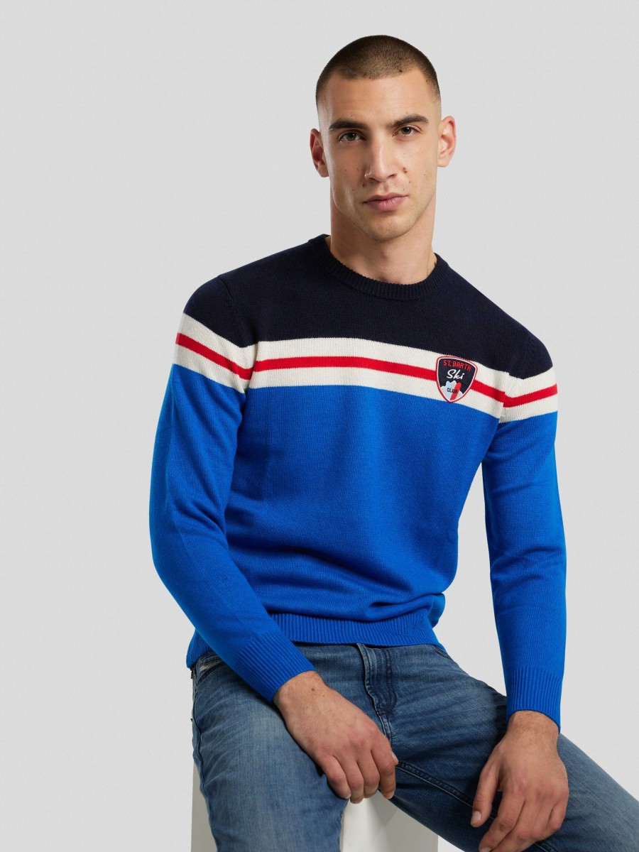 Manner MC2 Saint Barth Pullover & Strickjacken | Pullover Mit Logo Marine