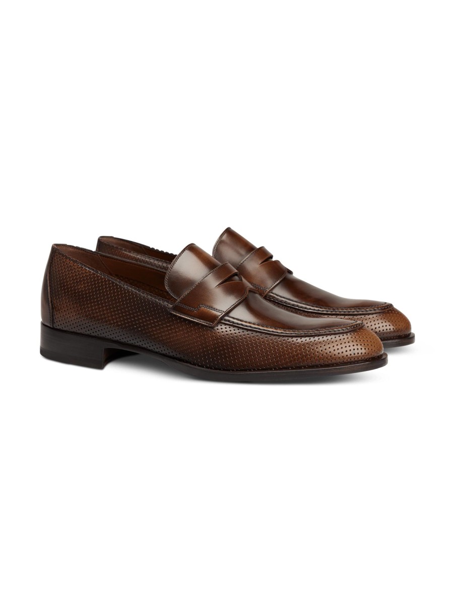 Manner Fratelli Rossetti Loafers & Slippers | Loafer Mit Lochmuster Hellbraun