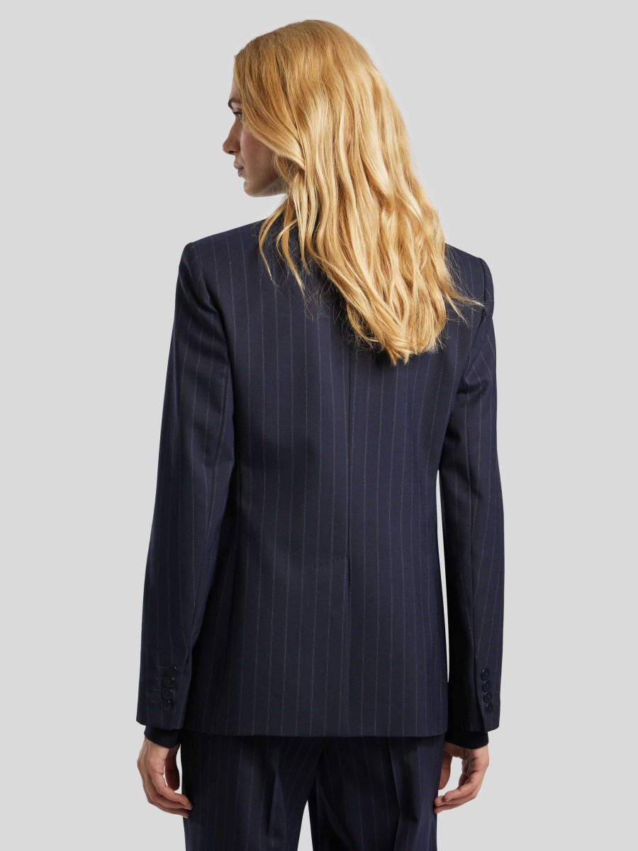 Frauen Max Mara Studio Anzuge | Blazer Mit Nadelstreifen Sella Marine