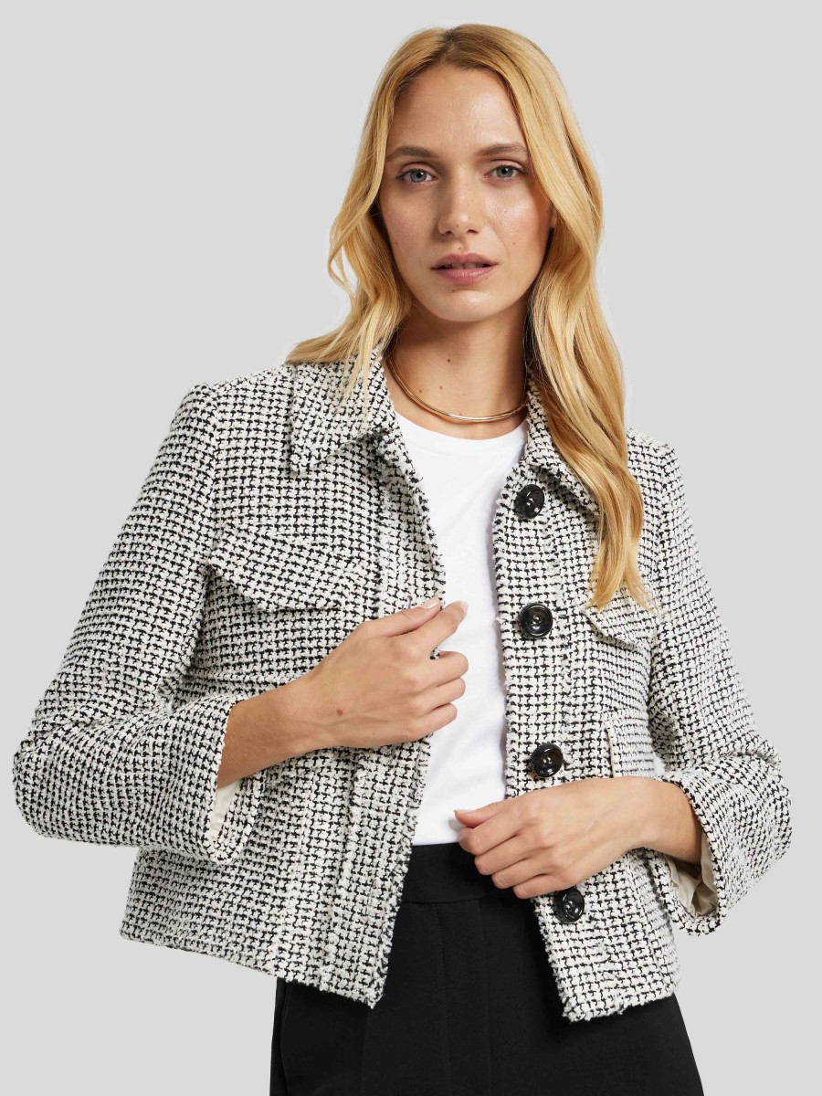 Frauen Luisa Cerano Jacken | Jacke Im Tweed-Look Weiss