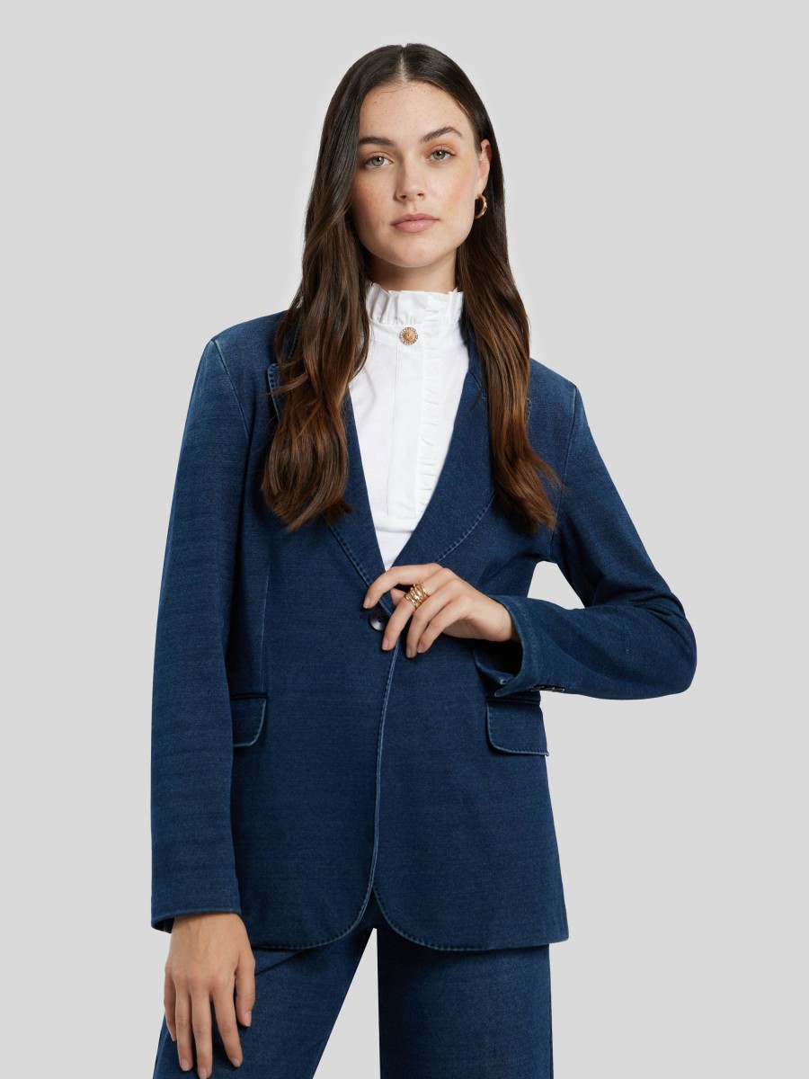 Frauen Rich&Royal Blazer | Blazer Aus Jogg-Denim Dark Denim