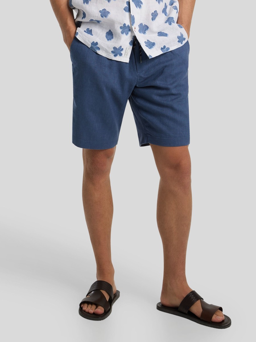 Manner Tommy Hilfiger Shorts | Shorts Aus Leinen Mittelblau