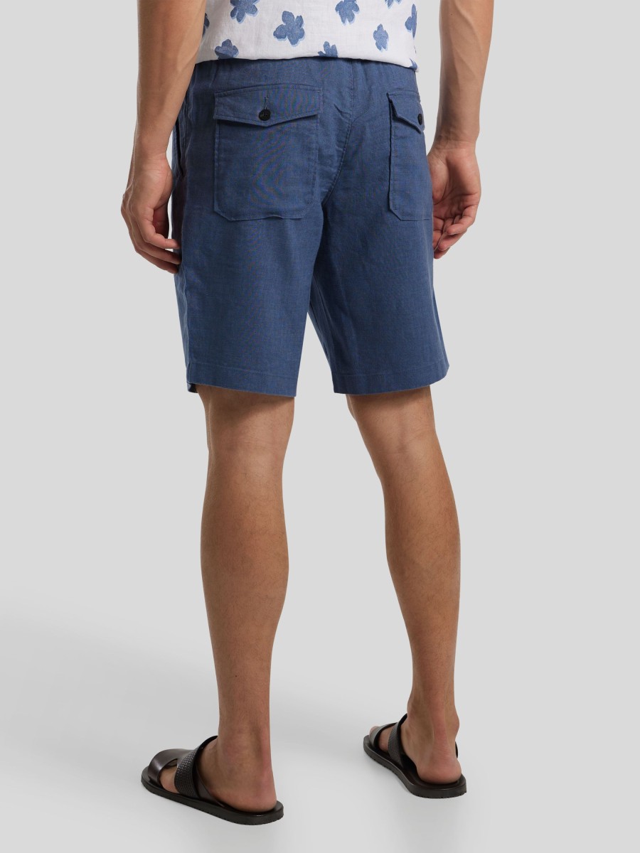 Manner Tommy Hilfiger Shorts | Shorts Aus Leinen Mittelblau