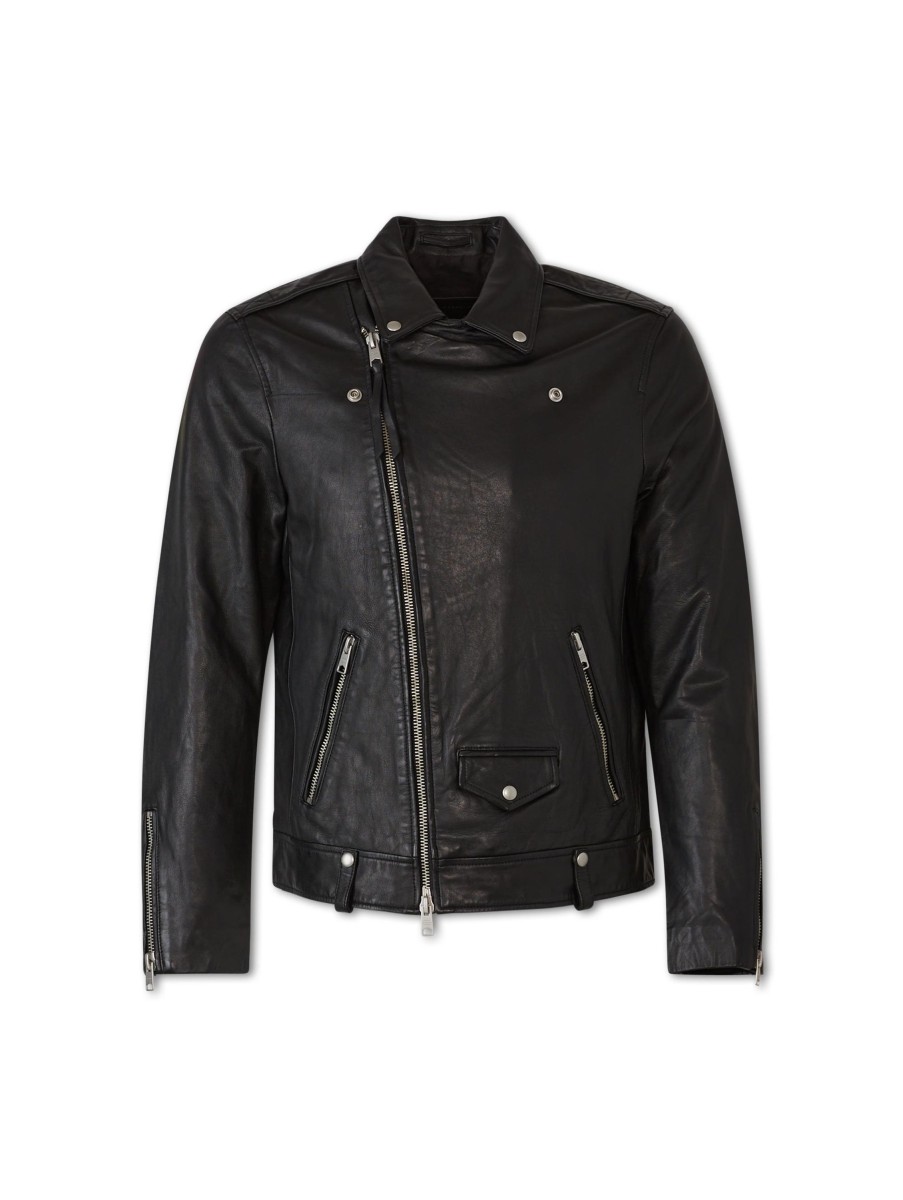 Manner AllSaints Jacken | Lederjacke Im Biker-Look Schwarz