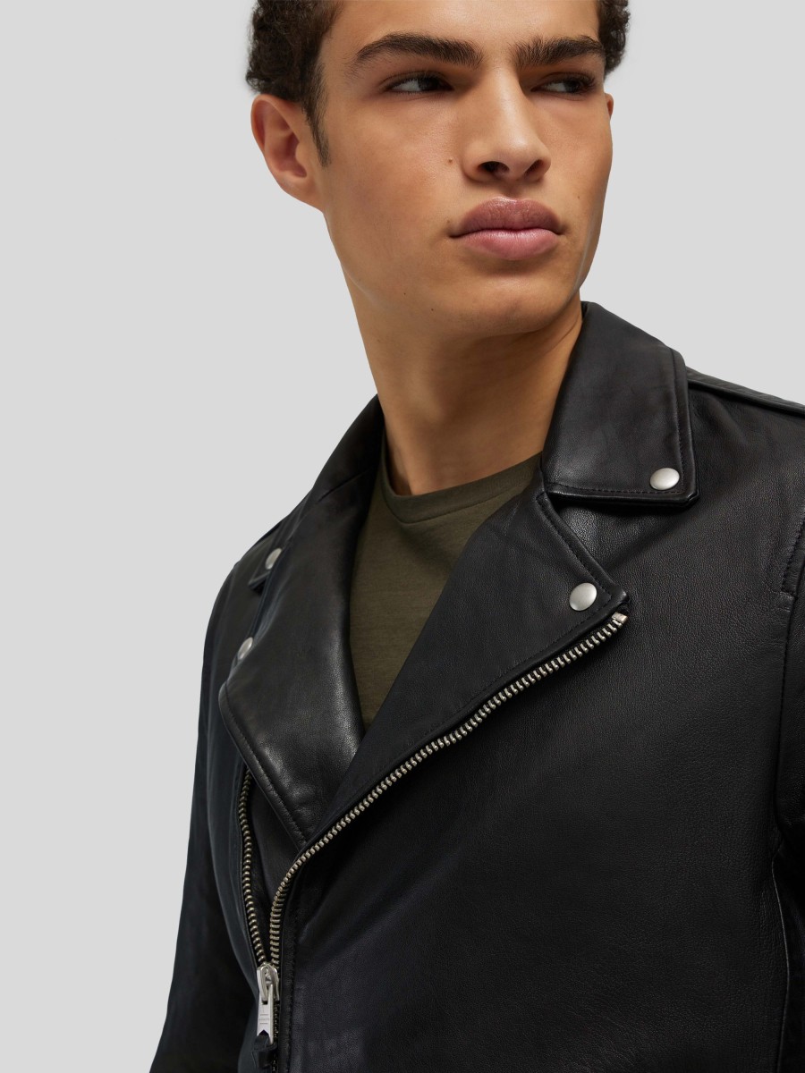 Manner AllSaints Jacken | Lederjacke Im Biker-Look Schwarz