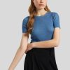 Frauen Akris Punto T-Shirts & Shirts | Strickshirt Aus Schurwolle Mittelblau