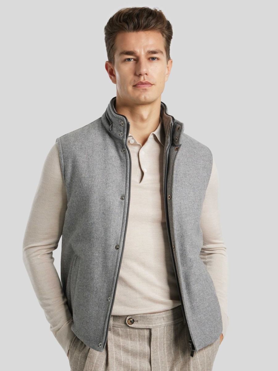 Manner Corneliani Gilets & Westen | Gilet Aus Woll-Flanell Grau