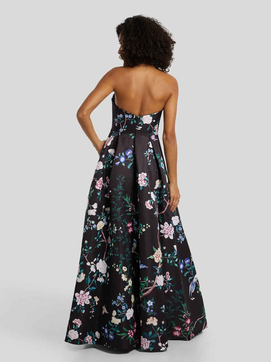 Frauen Marchesa Notte Kleider | Cocktailkleid Mit Print Schwarz