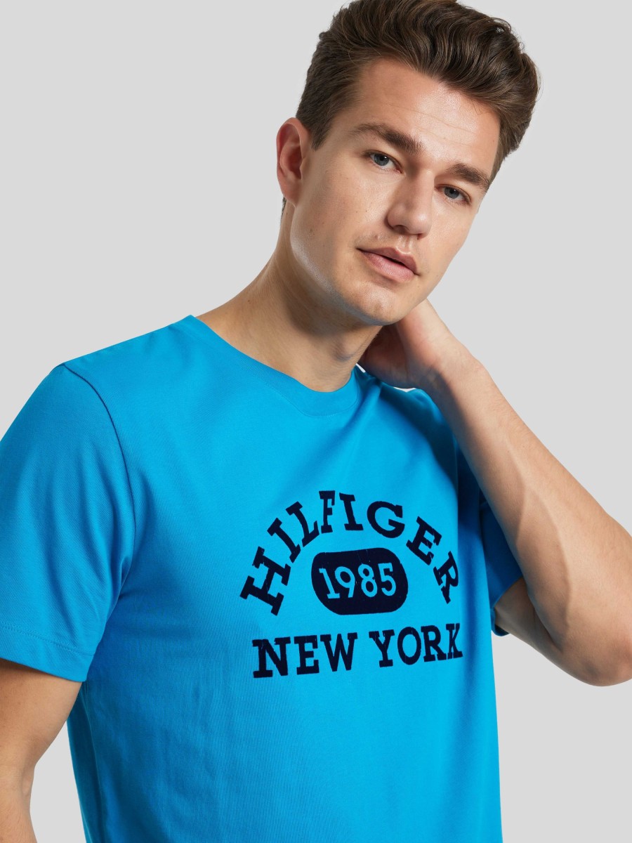 Manner Tommy Hilfiger T-Shirts & Shirts | T-Shirt Mit Logo Mittelblau