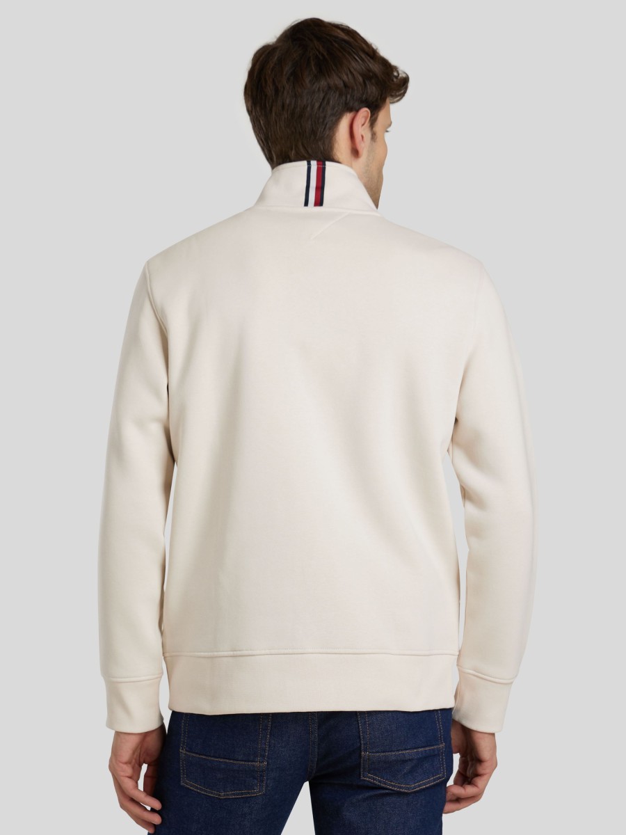 Manner Tommy Hilfiger Hoodies & Sweatshirts | Sweatshirt Mit Troyer-Kragen Ecru