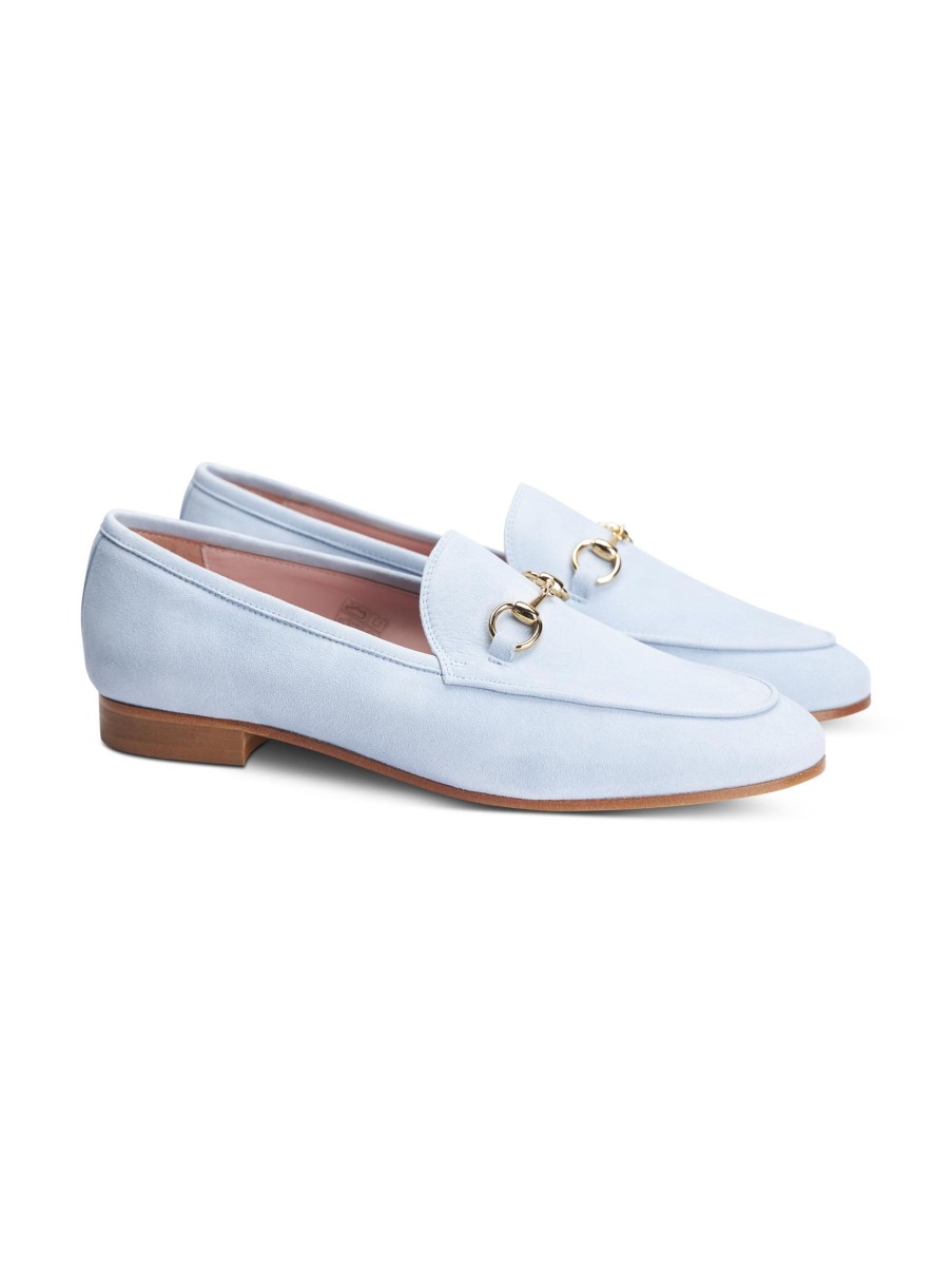 Frauen Castellano Halbschuhe | Loafer Aus Wildleder Genova Hellblau