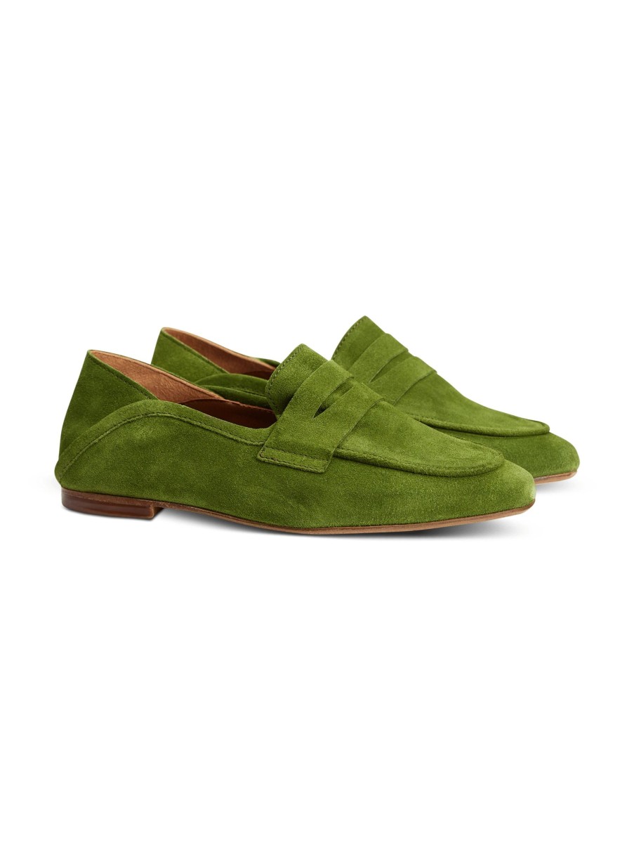 Frauen Anonymous Copenhagen Halbschuhe | Penny Loafer Lindsay Grun