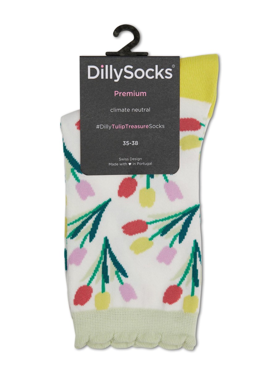 Frauen Dilly Socks Wasche & Loungewear | Socken Tulip Treasure Weiss