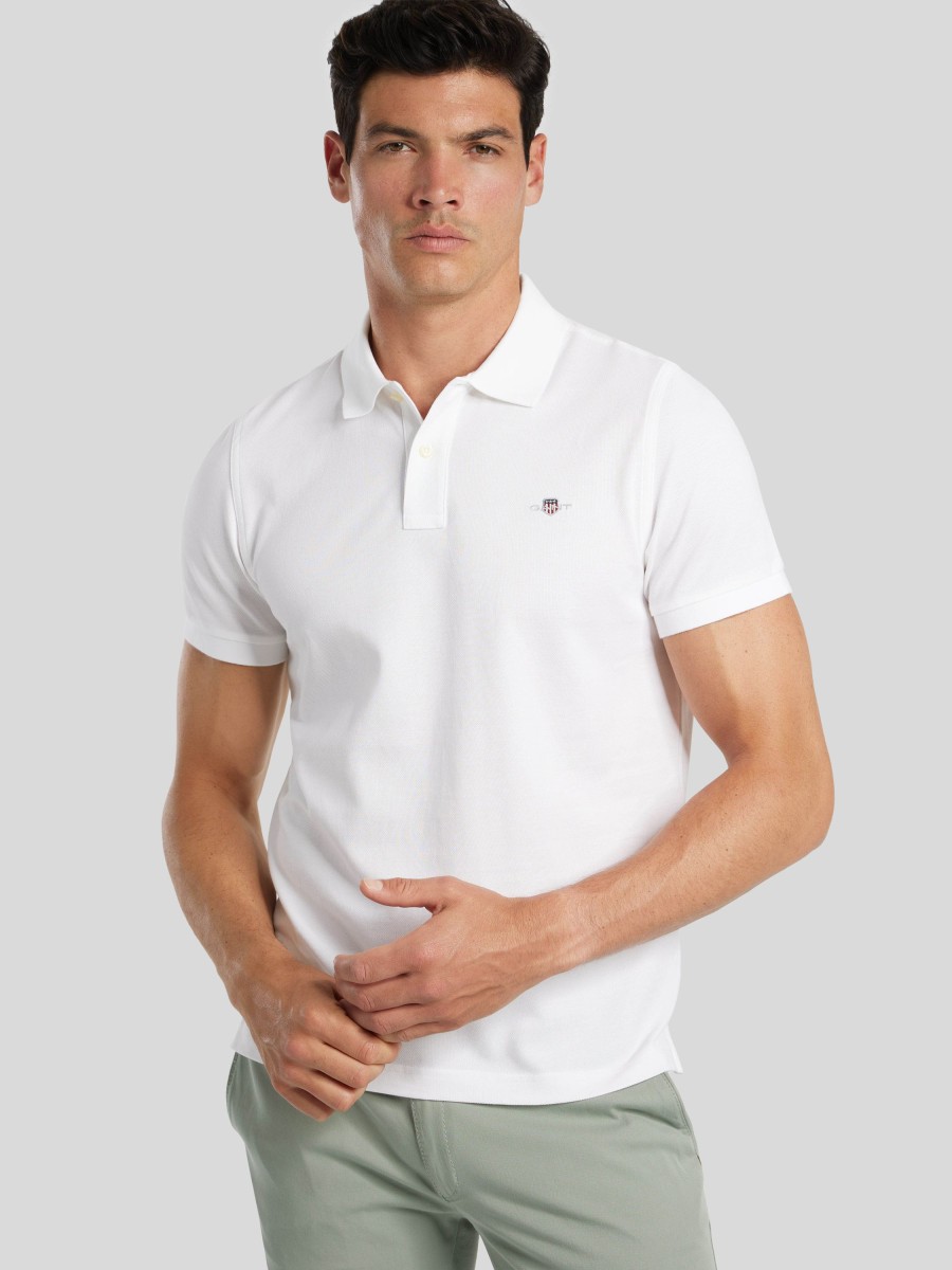 Manner Gant Polo-Shirts | Polo-Shirt Im Regular Fit Weiss