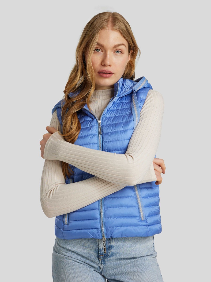 Frauen Monari Gilets & Westen | Steppweste Mit Glitzer Mittelblau