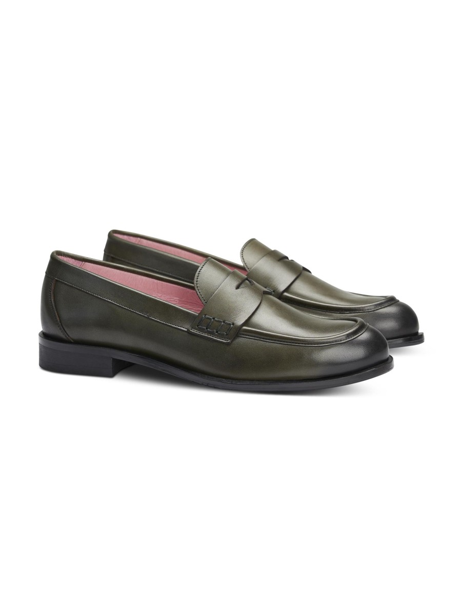 Frauen Castellano Halbschuhe | Loafer Dunkelgrun